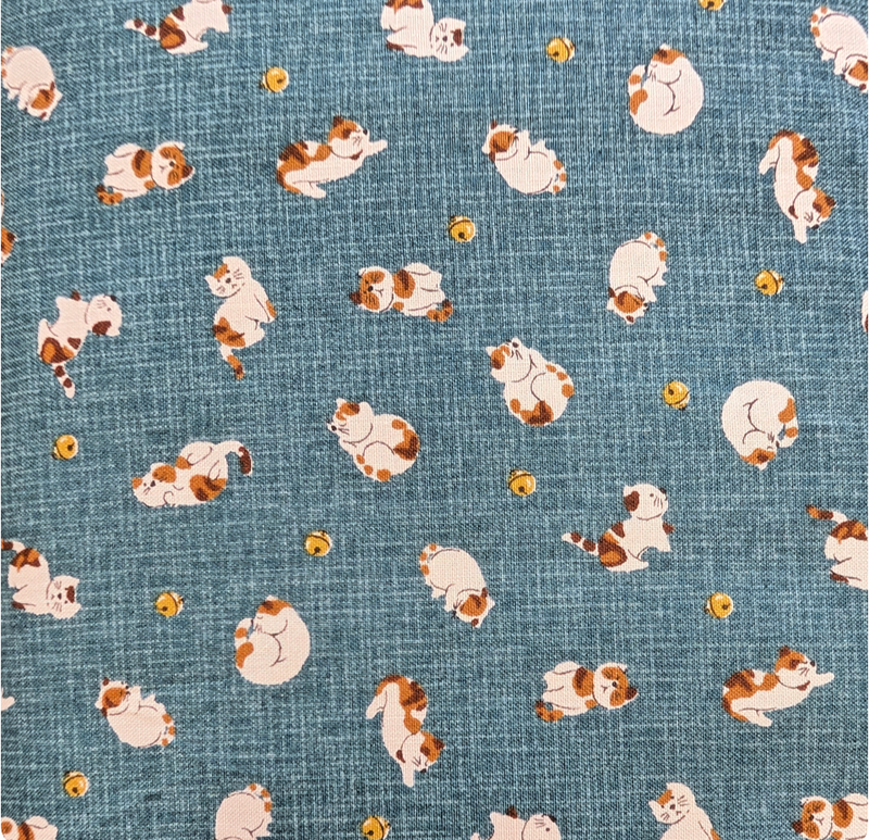 Japanese Imported Quilt Fabric - Sevenberry Cats in Blue - 88234 D4-2