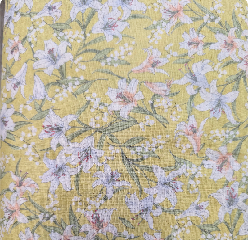 Japanese Imported Quilt Fabric - Sevenberry Lilies in Yellow Green - 83006 D1-3