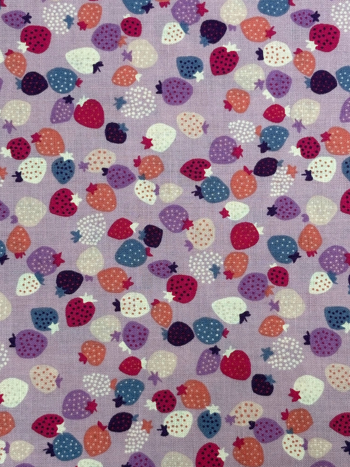 Japanese Imported Quilt Fabric - Sevenberry Strawberries in Lavender Purple - 850445 D1-3