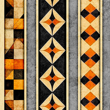 Jeepers Creepers Quilt Fabric - Halloween Geo Border Stripe in Multi - 2600 31016 X