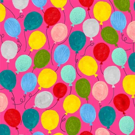 Joyful Jamboree Quilt Fabric - Balloon Bonanza in Raspberry Pink - DDC12889-RASP-D
