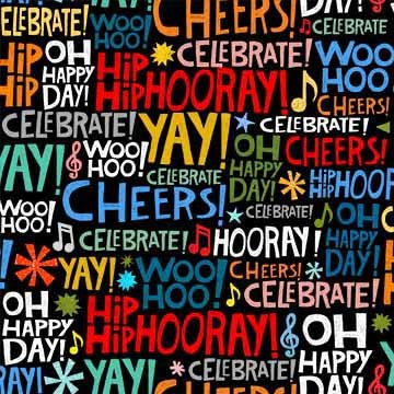 Joyful Jamboree Quilt Fabric - Happy Words in Black - DDC12866-BLAC-D