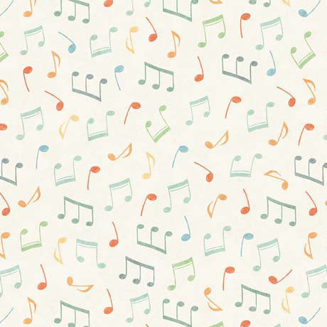Jug Band Jamboree Quilt Fabric - Music Notes Toss in Cream - 2600 30526 E