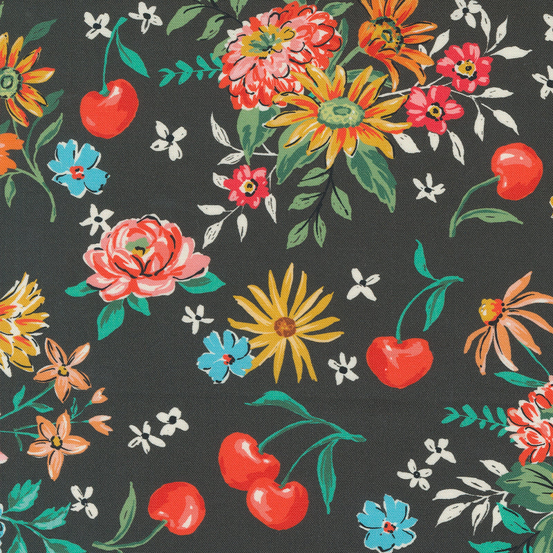 Julia Quilt Fabric - Cherry Cordial in Granite Black/Multi - 11920 22