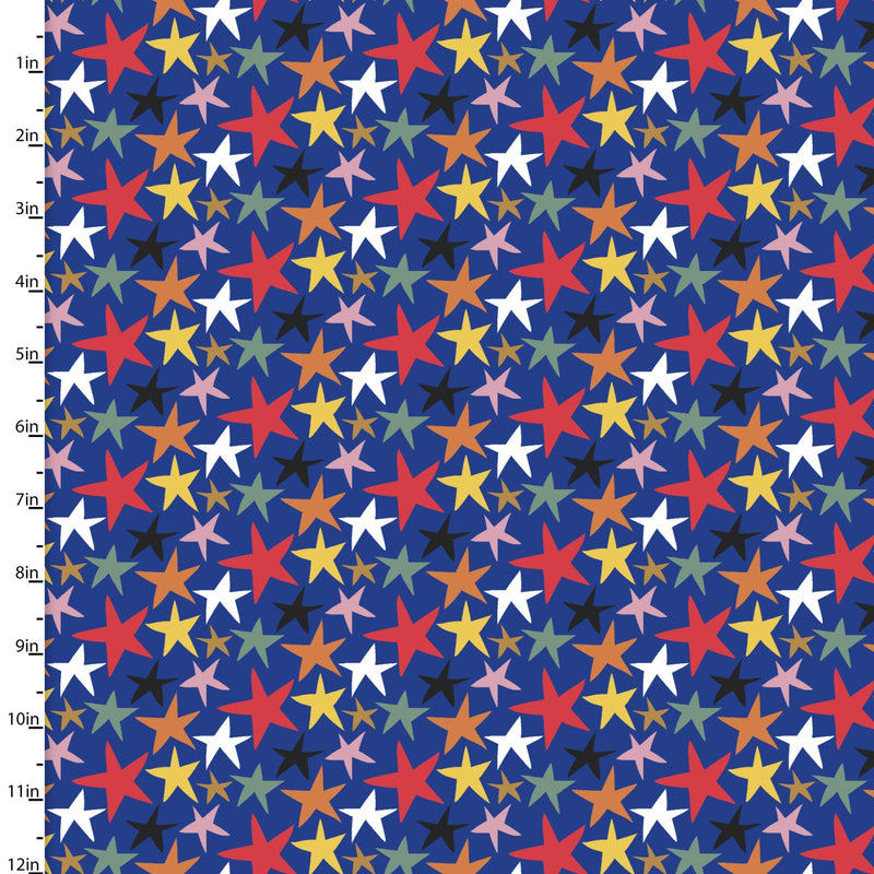 Jungle Jam Quilt Fabric - Star Jam in Blue - 23323-BLU
