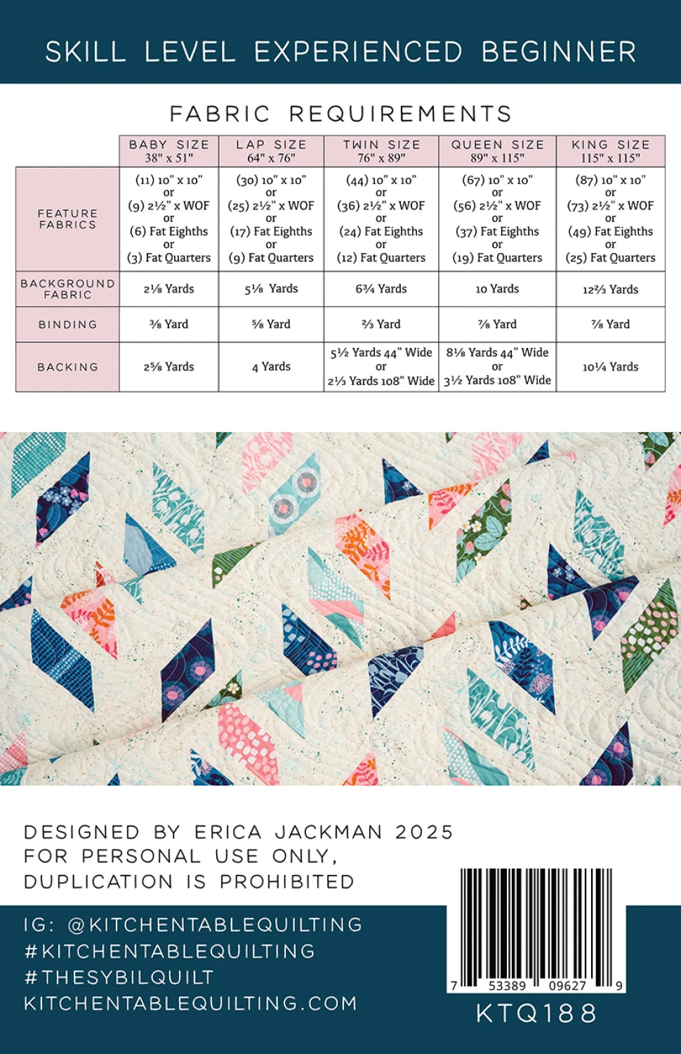 The Sybil Quilt Pattern from Kitchen Table Quilting - KTQ188