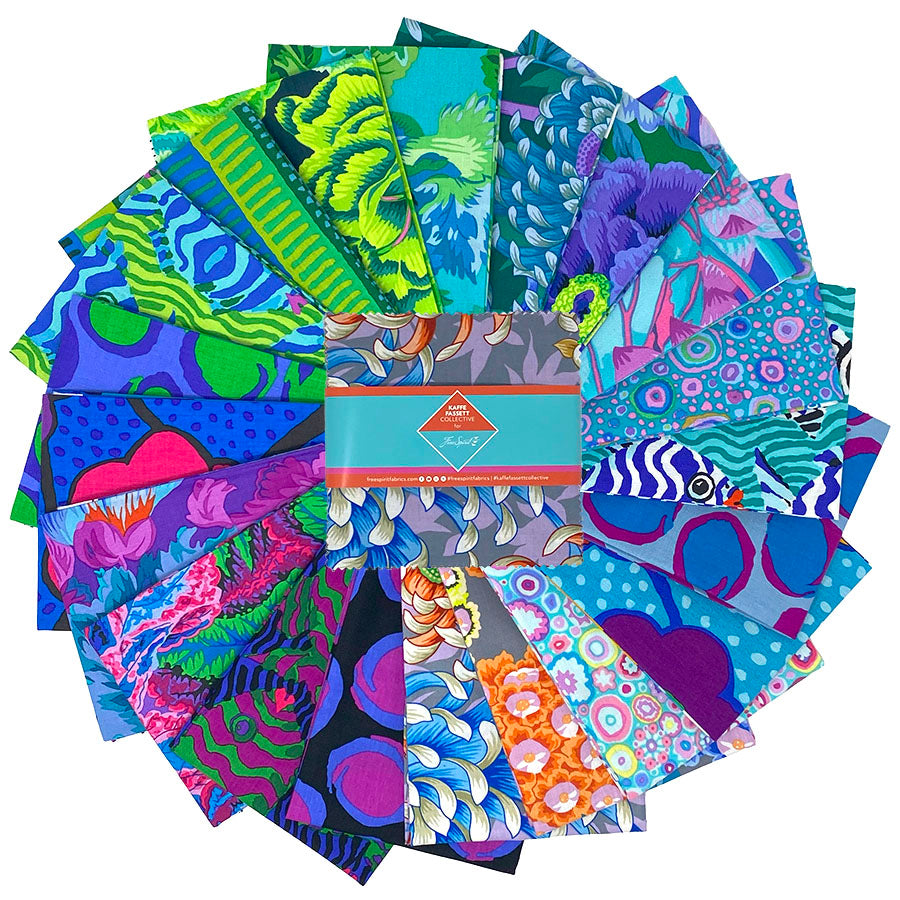 Kaffe Fassett Collective August 2025 Quilt Fabric - 20 piece Fat Quarter Bundle in Cool (Blues/Greens) - FB4FQGP.AUG25COOL