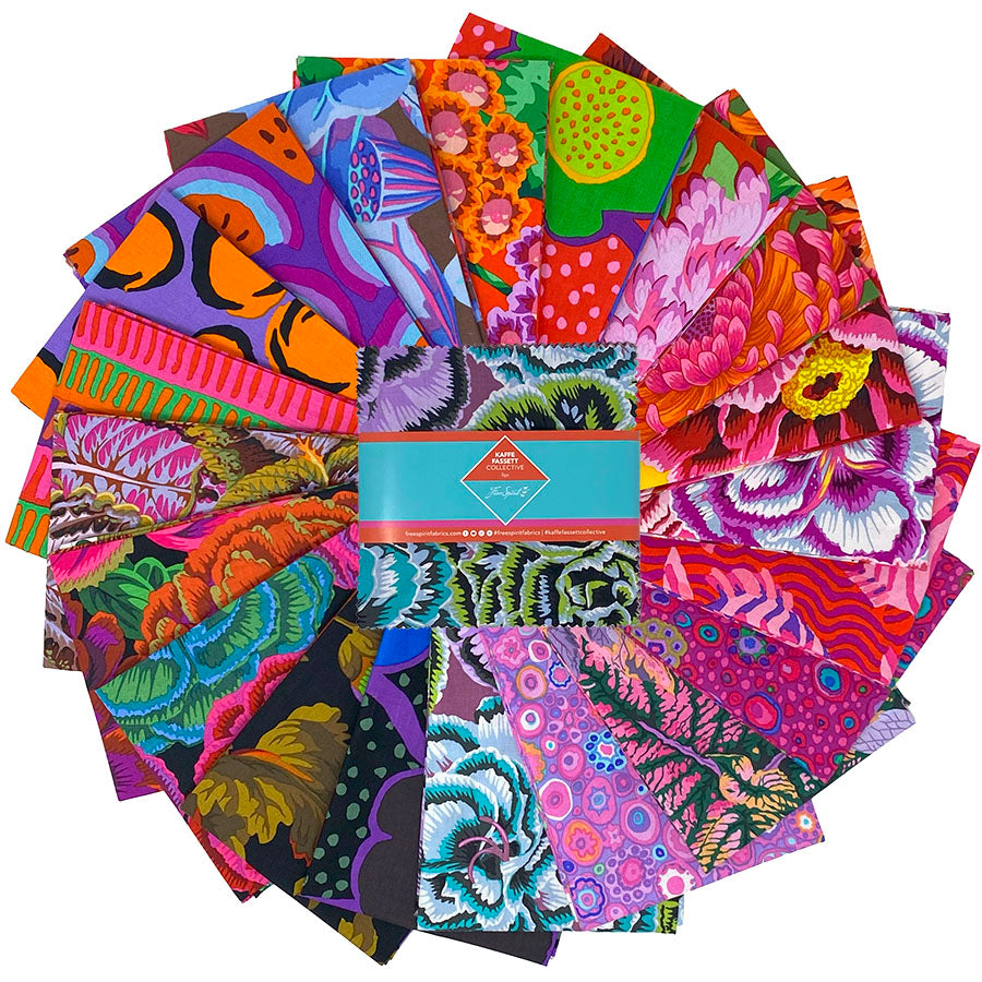 Kaffe Fassett Collective August 2025 Quilt Fabric - 20 piece Fat Quarter Bundle in Hot (Reds/Purples) - FB4FQGP.AUG25HOT