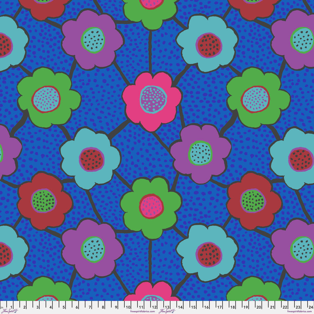 Kaffe Fassett Collective August 2025 Quilt Fabric - Floral Connections in Blue - PWBM099.BLUE