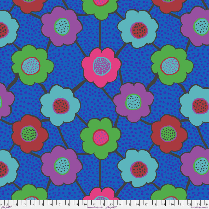 Kaffe Fassett Collective August 2025 Quilt Fabric - Floral Connections in Blue - PWBM099.BLUE