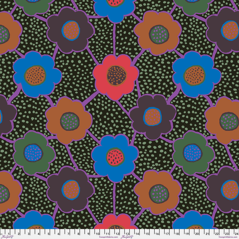 Kaffe Fassett Collective August 2025 Quilt Fabric - Floral Connections in Dark Black/Multi - PWBM099.DARK