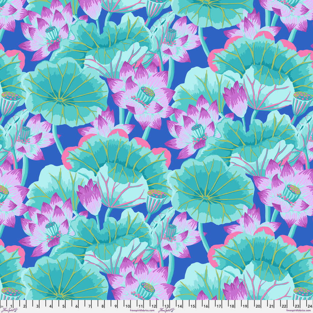Kaffe Fassett Collective August 2025 Quilt Fabric - Lake Blossoms in Turquoise - PWGP093.TURQUOISE