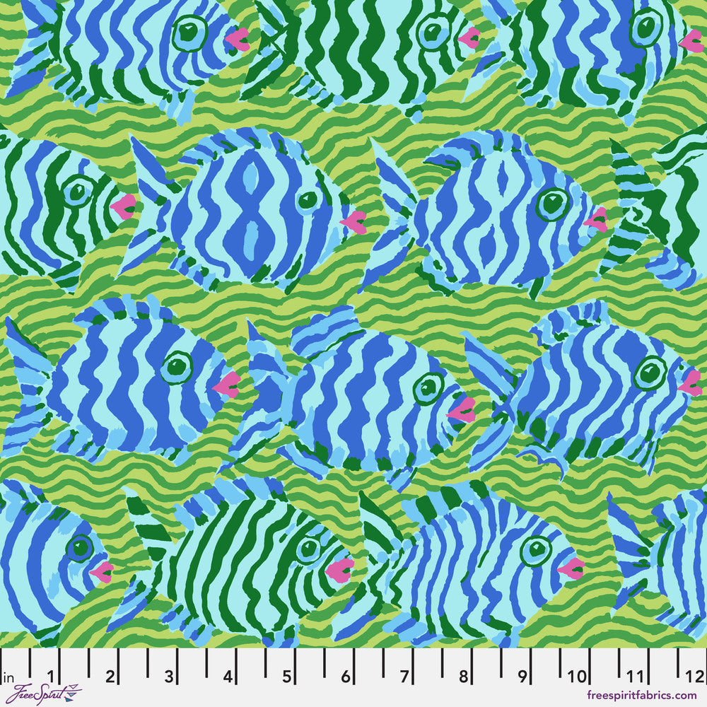 Kaffe Fassett Collective August 2025 Quilt Fabric - Minnows in Lime Green - PWBM100.LIME