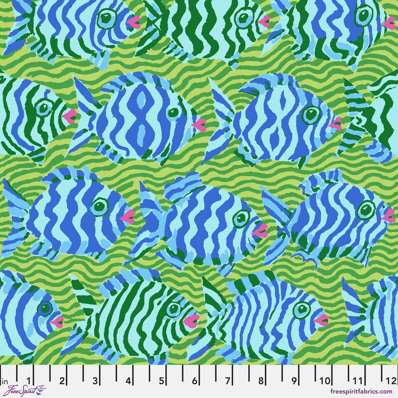 Kaffe Fassett Collective August 2025 Quilt Fabric - Minnows in Lime Green - PWBM100.LIME