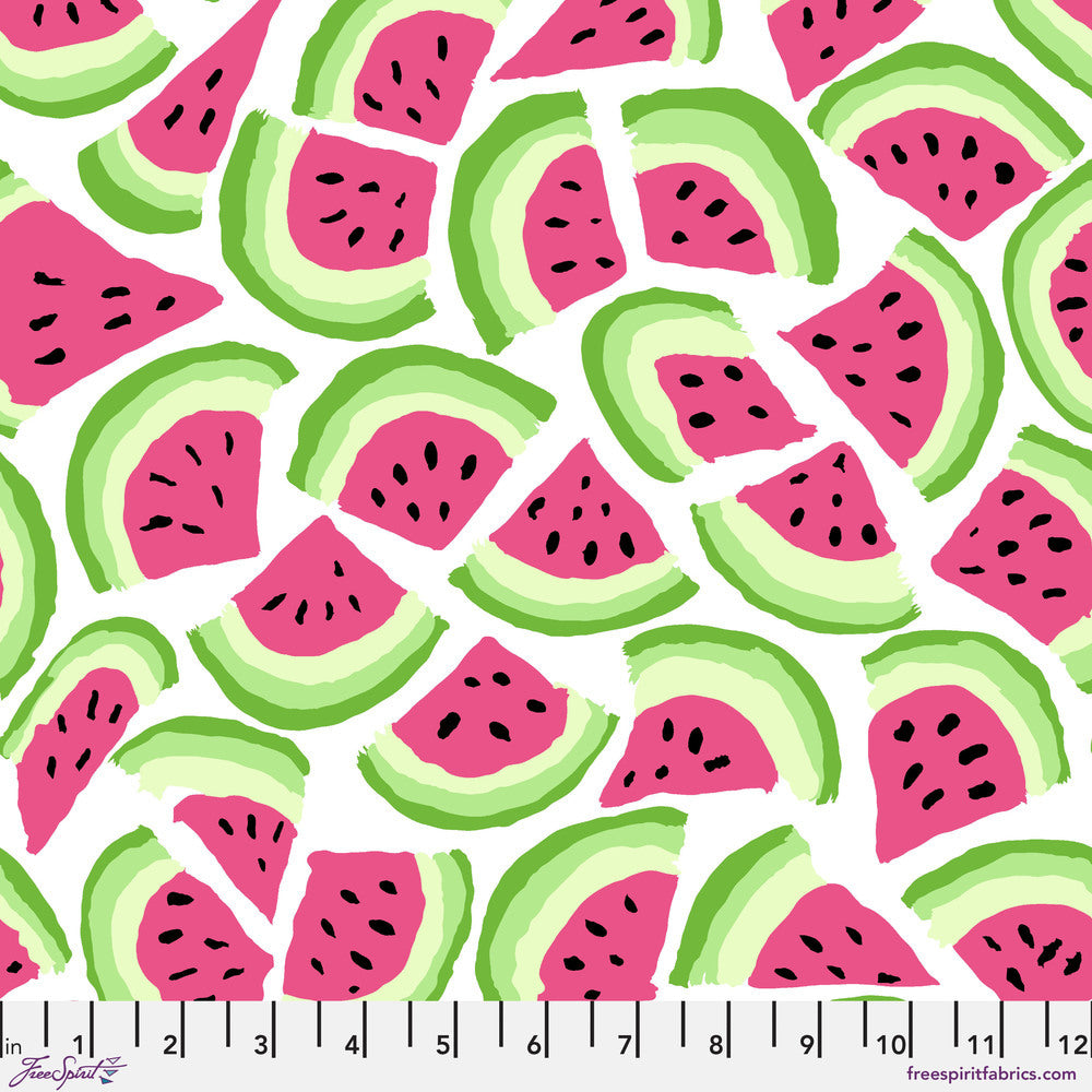 Kaffe Fassett Collective August 2025 Quilt Fabric - Slice (Watermelon) in White - PWBM101.WHITE