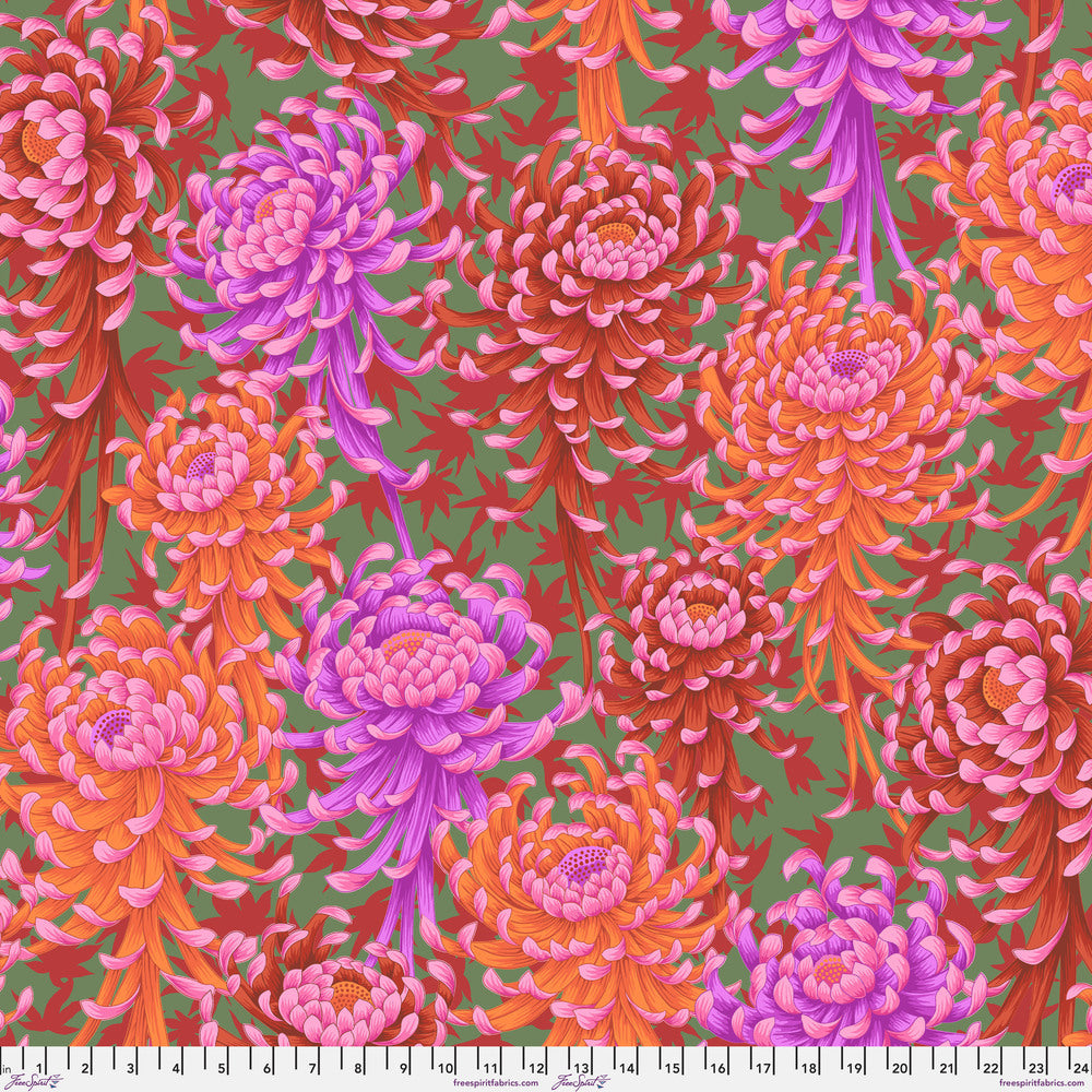 Kaffe Fassett Collective August 2025 Quilt Fabric - Spider Mums in Red - PWPJ135.RED