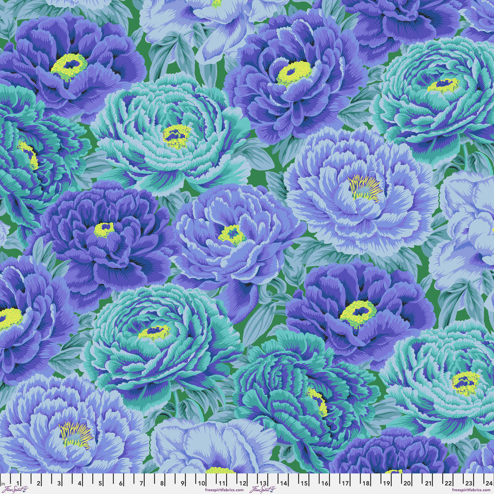 Kaffe Fassett Collective August 2025 Quilt Fabric - Tibetan Peony in Blue - PWPJ136.BLUE