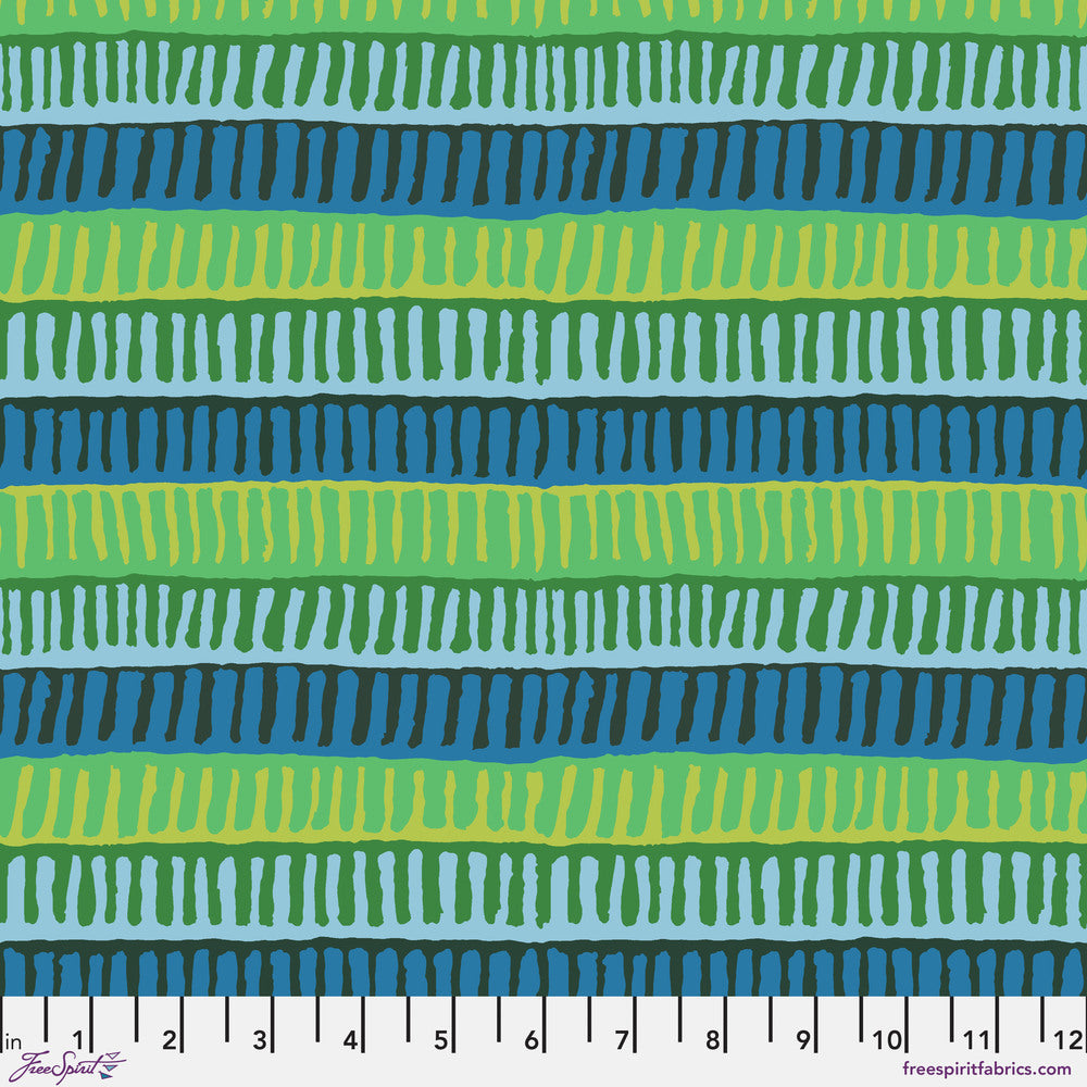 Kaffe Fassett Collective August 2025 Quilt Fabric - Zipper Stripe in Green - PWBM103.GREEN