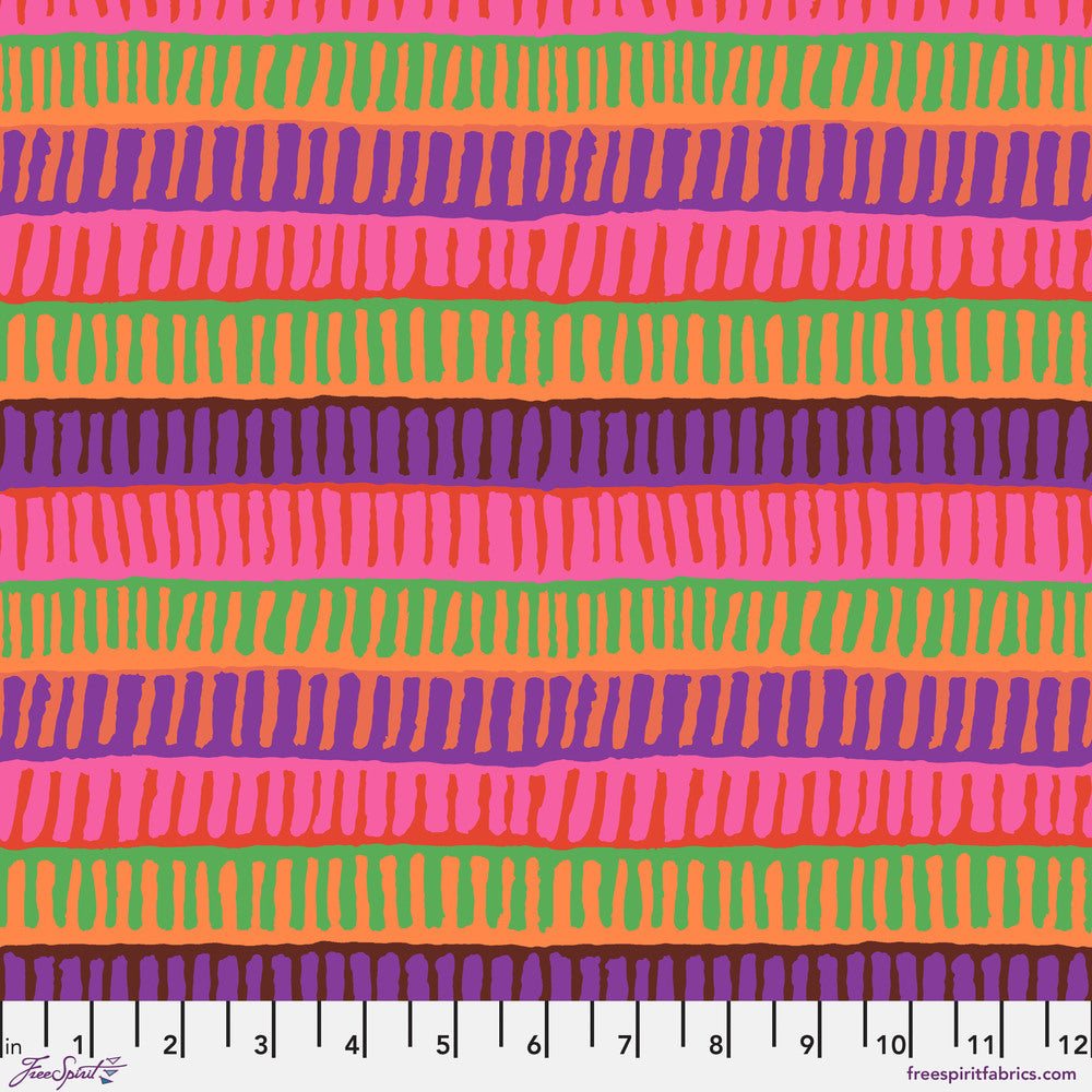 Kaffe Fassett Collective August 2025 Quilt Fabric - Zipper Stripe in Red - PWBM103.RED