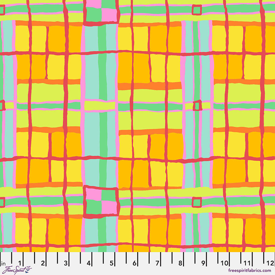 Kaffe Fassett Collective February 2024 Quilt Fabric - Checkmate in Citrus - PWBM086.CITRUS