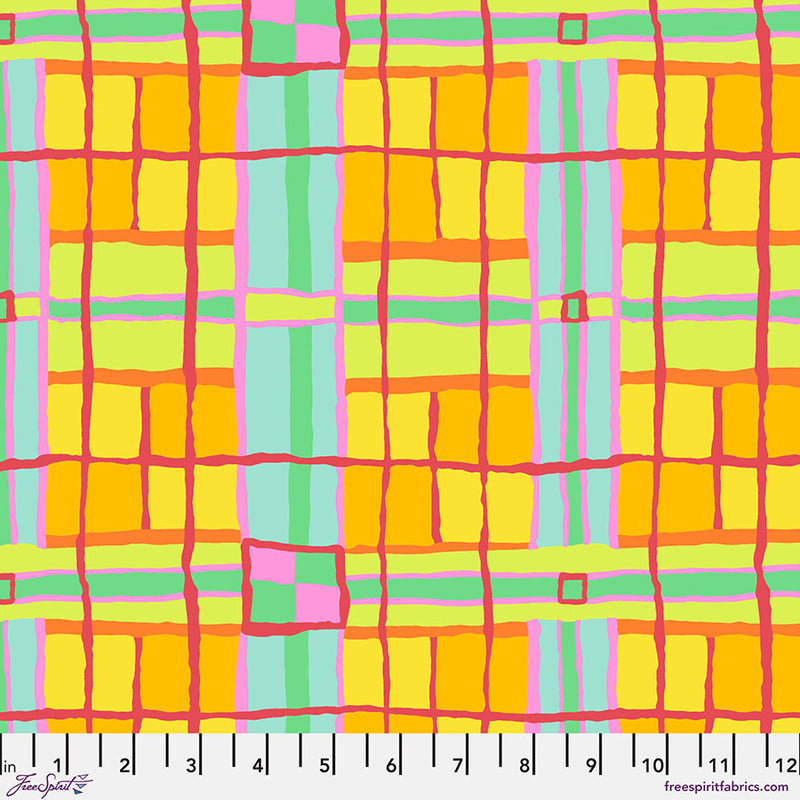 Kaffe Fassett Collective February 2024 Quilt Fabric - Checkmate in Citrus - PWBM086.CITRUS