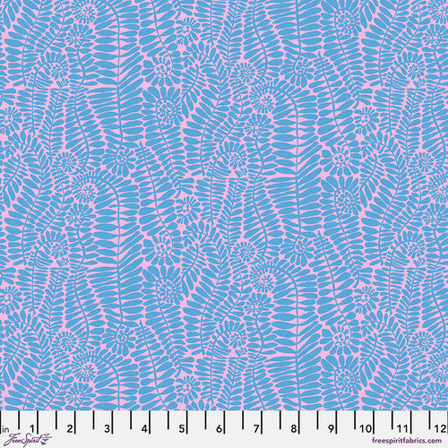 Kaffe Fassett Collective February 2025 Quilt Fabric - Small Fronds in Pink/Blue - PWBM098.SUMMER