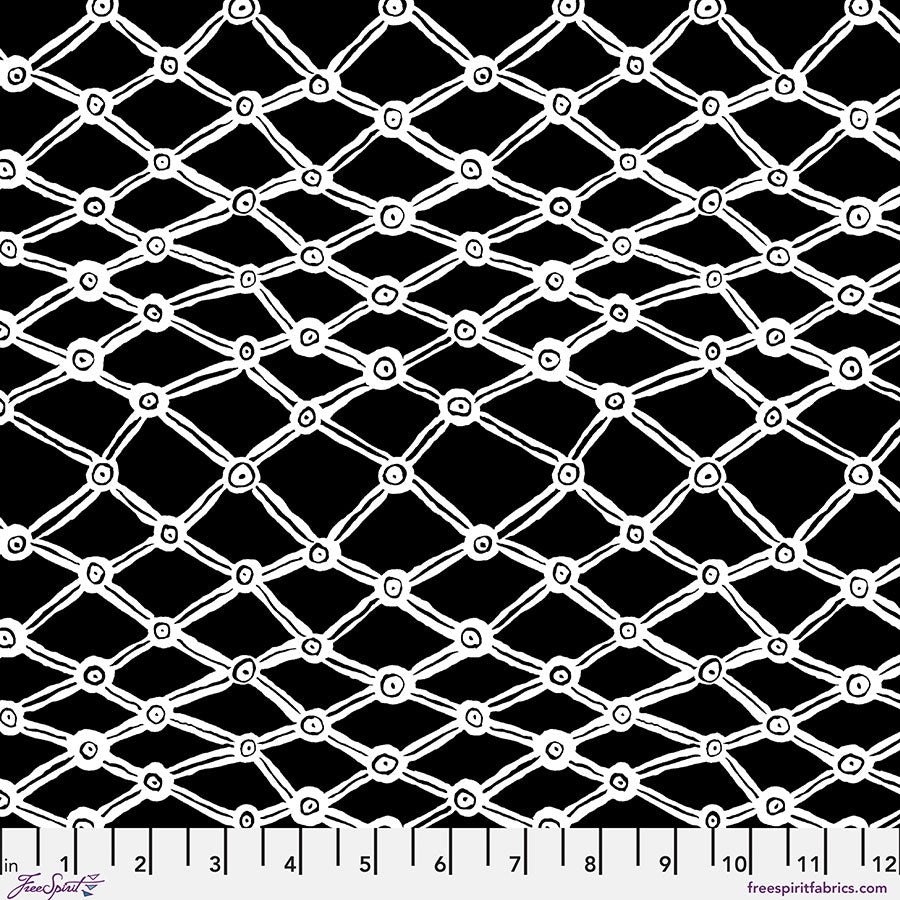 Kaffe Fassett Collective February 2026 Quilt Fabric - Nets in Black/White - PWBM036.BLACKWHITE