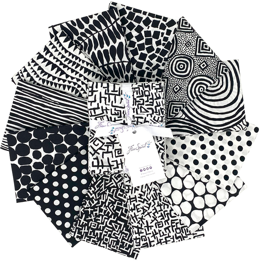 Kaffe Fassett Collective Quilt Fabric - 12 piece Black and White Fat Quarter Bundle - FB4FQGP.BLACKWHITE