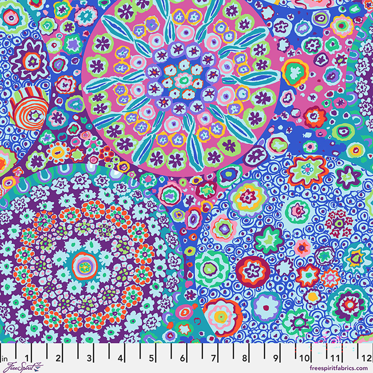 Kaffe Fassett Cotton Lawn Fabric - Millefiore in Aqua - CLGP001.AQUA