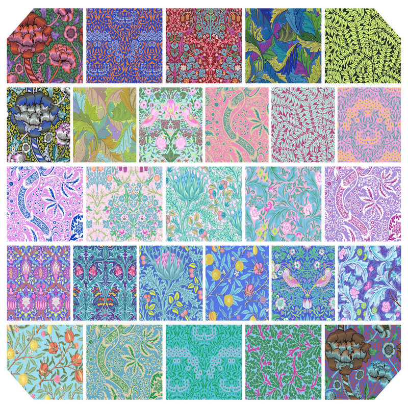 Kaffe x Morris &amp; Co Quilt Fabric - 10 piece Fat Quarter Bundle in Blues - FB4FQKW.BLUES