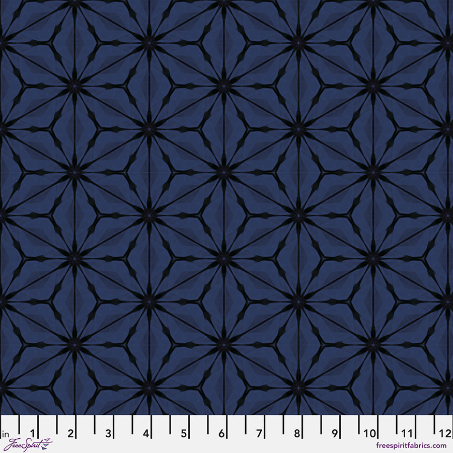 Kaleidoscope Quilt Fabric - Bloom in Nocturnal Blue - PWWR055.NOCTURNAL