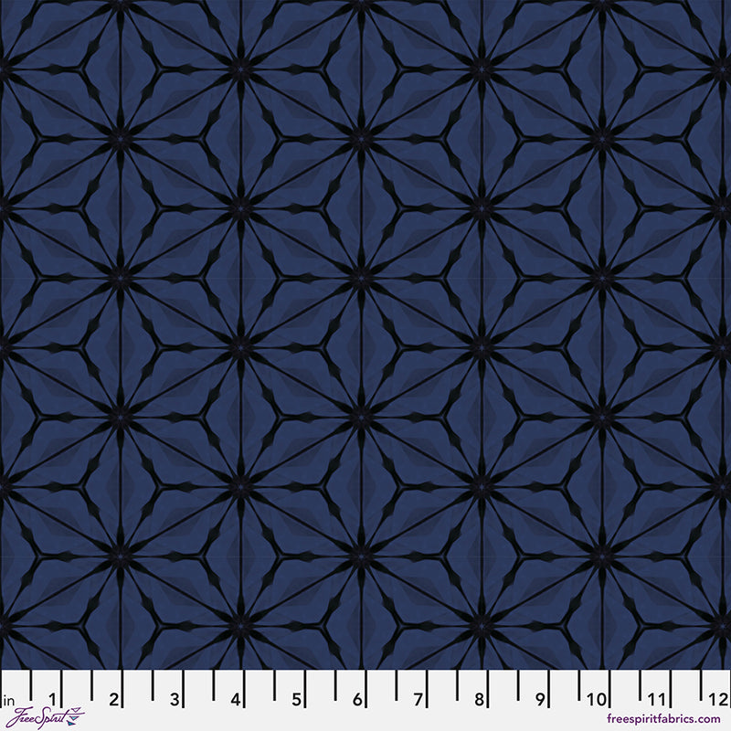 Kaleidoscope Quilt Fabric - Bloom in Nocturnal Blue - PWWR055.NOCTURNAL