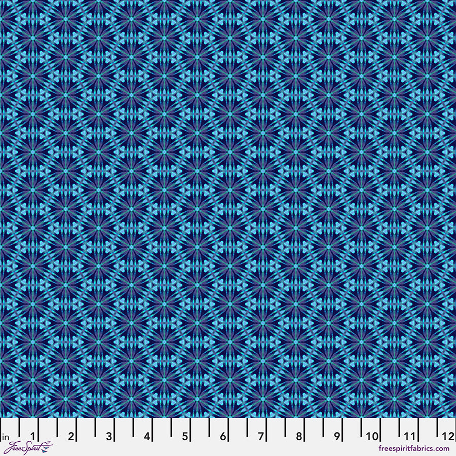 Kaleidoscope Quilt Fabric - Crystalla in Sapphire Blue - PWWR054.SAPPHIRE