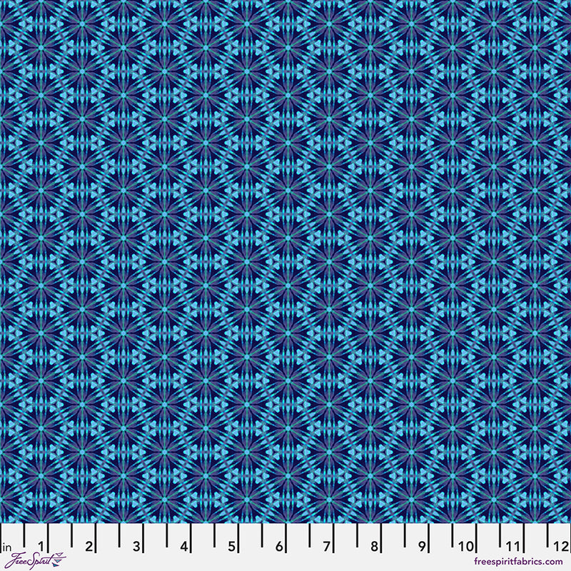 Kaleidoscope Quilt Fabric - Crystalla in Sapphire Blue - PWWR054.SAPPHIRE