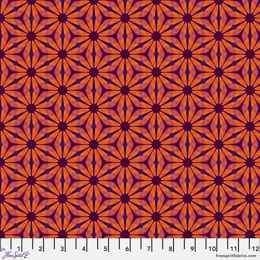 Kaleidoscope Quilt Fabric - Gerbera in Flame Orange - PWWR065.FLAME