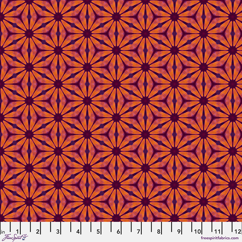 Kaleidoscope Quilt Fabric - Gerbera in Flame Orange - PWWR065.FLAME