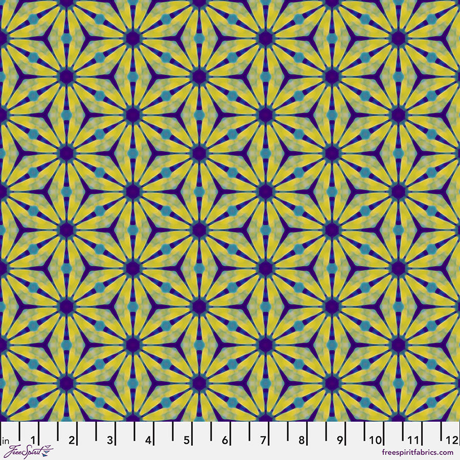 Kaleidoscope Quilt Fabric - Pinwheel in Daisy Yellow - PWWR064.DAISY