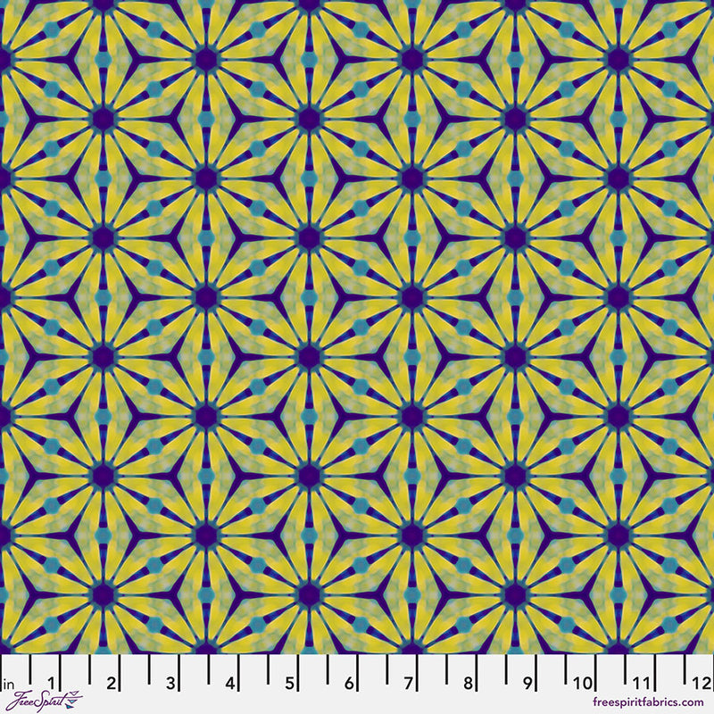 Kaleidoscope Quilt Fabric - Pinwheel in Daisy Yellow - PWWR064.DAISY