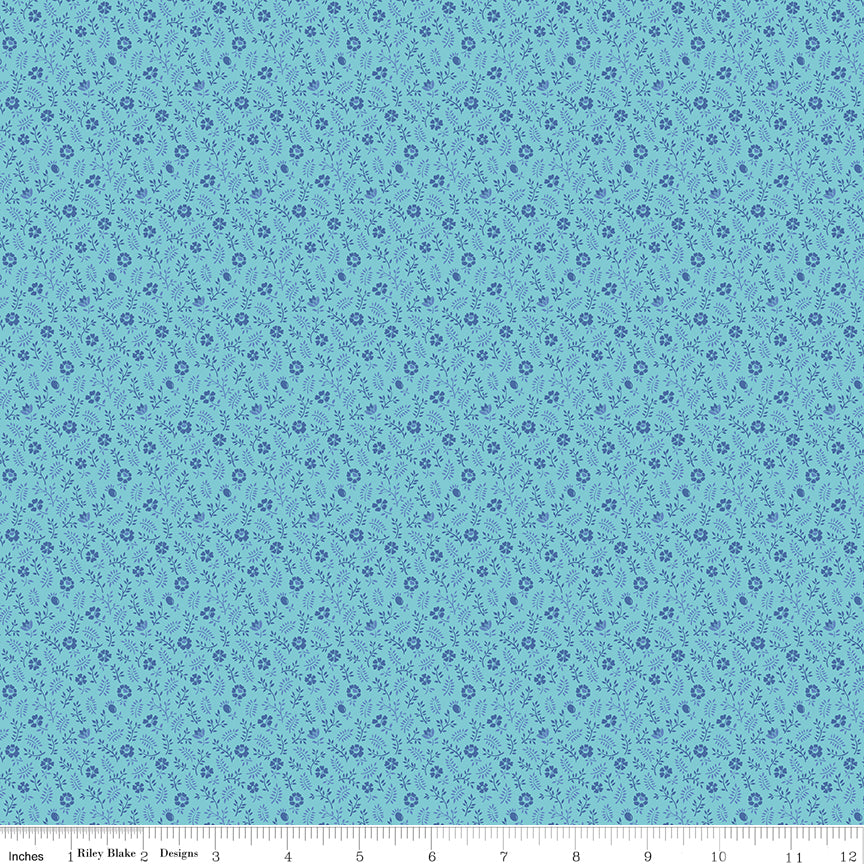 Kipling Gardens Quilt Fabric - Ellington in Blue - C17886-BLUE