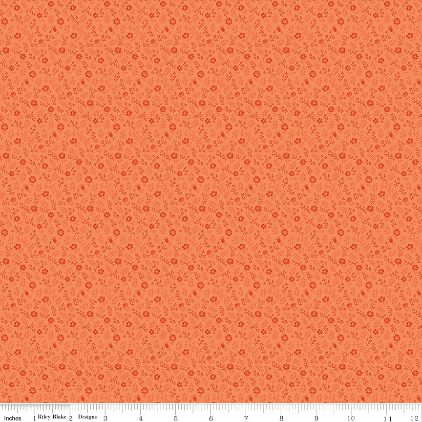 Kipling Gardens Quilt Fabric - Ellington in Orange - C17886-ORANGE
