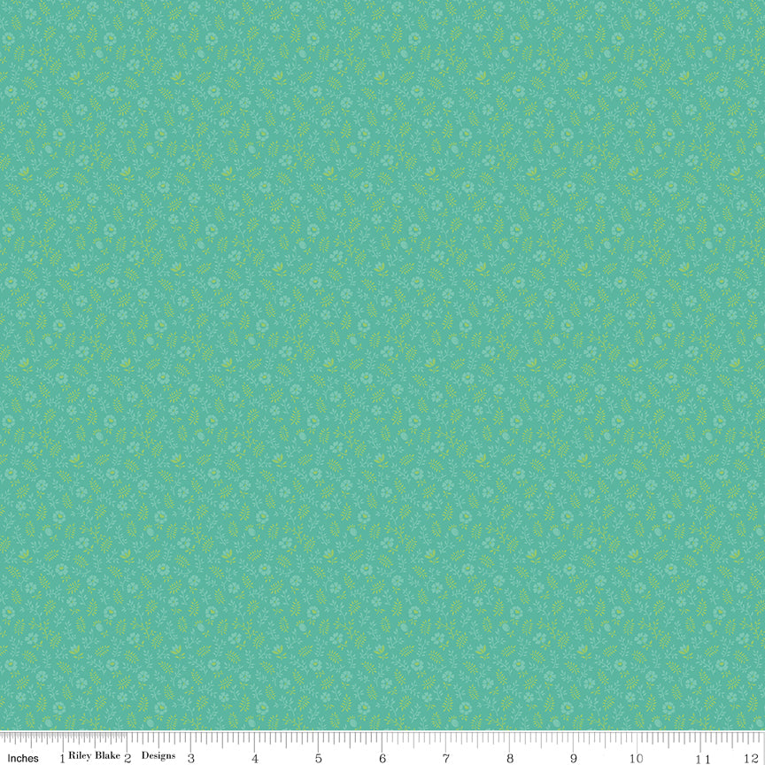 Kipling Gardens Quilt Fabric - Ellington in Teal - C17886-TEAL