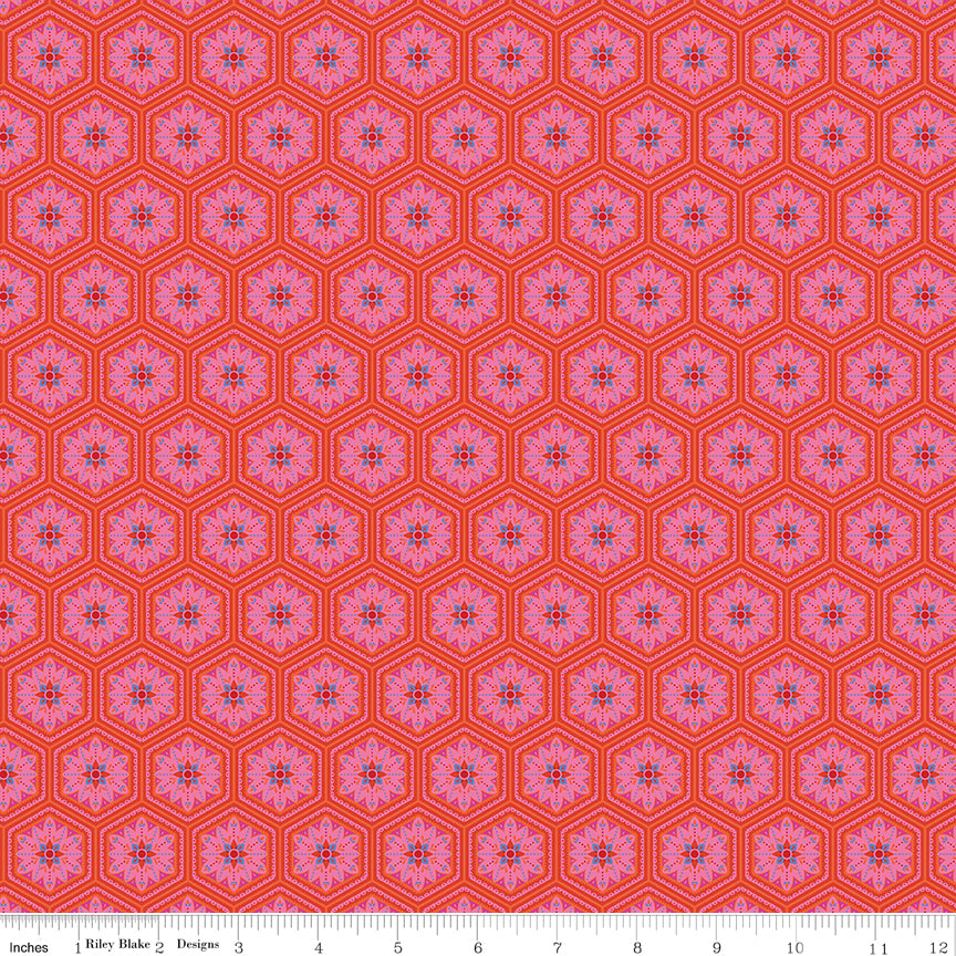 Kipling Gardens Quilt Fabric - Everly in Sunset Red - C17884-SUNSET