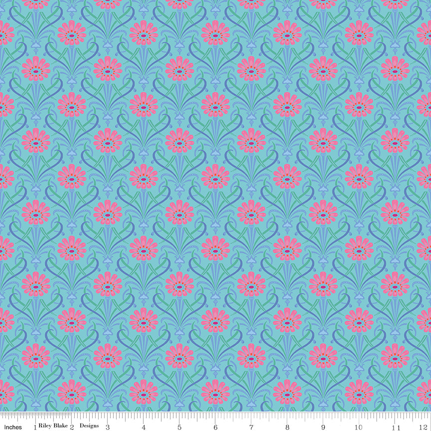 Kipling Gardens Quilt Fabric - Fairweather in Blue - C17883-BLUE