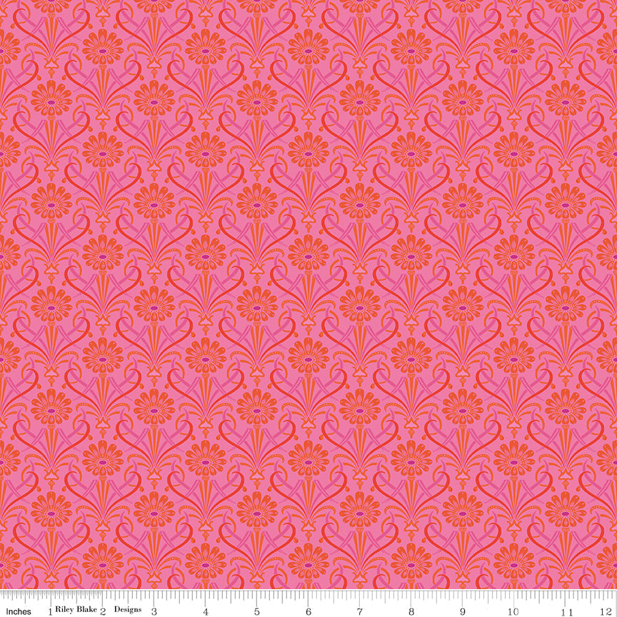 Kipling Gardens Quilt Fabric - Fairweather in Hot Pink - C17883-HOTPINK