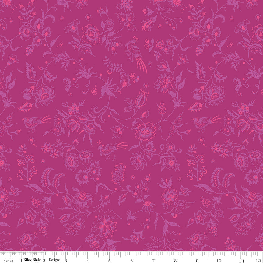 Kipling Gardens Quilt Fabric - Haviland in Fuchsia Pink - C17882-FUCHSIA