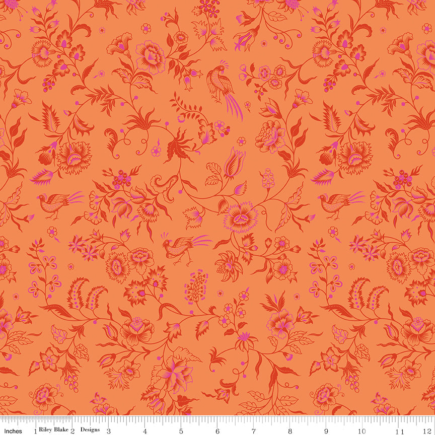 Kipling Gardens Quilt Fabric - Haviland in Orange - C17882-ORANGE