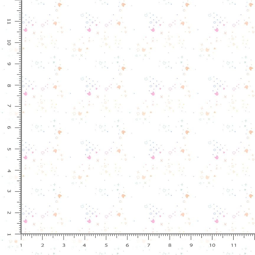 Kitty Litter Quilt Fabric - Blender in Baby Kitty (White with Pink) - STELLA-DPJ300  BABY KITTY