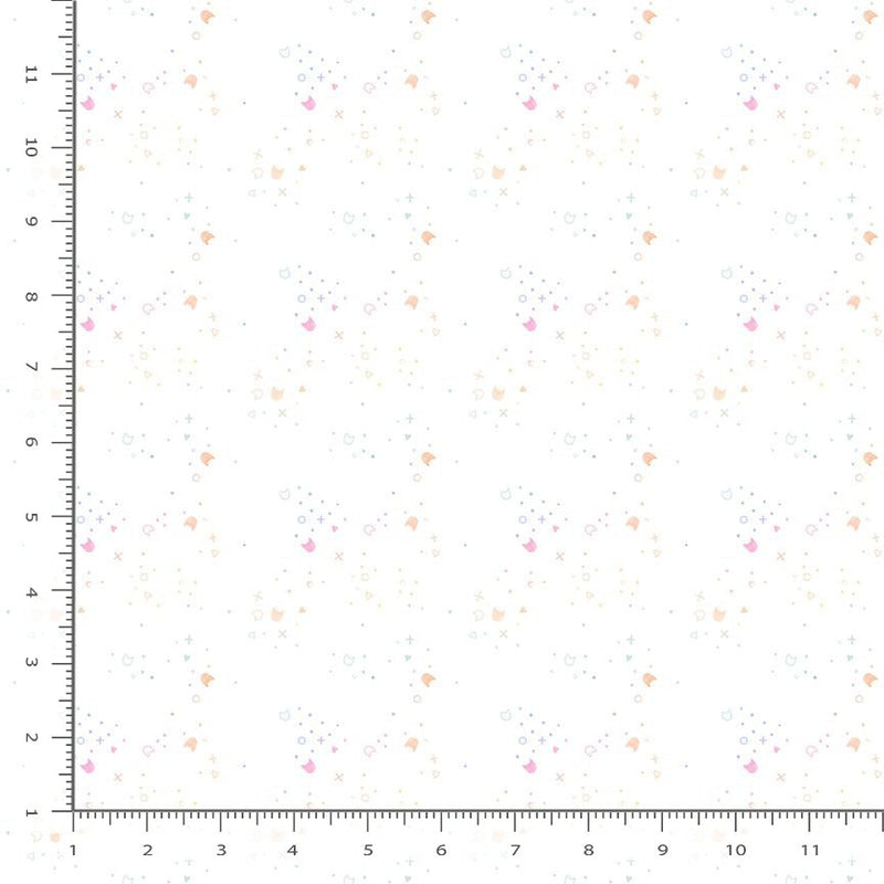Kitty Litter Quilt Fabric - Blender in Baby Kitty (White with Pink) - STELLA-DPJ300  BABY KITTY