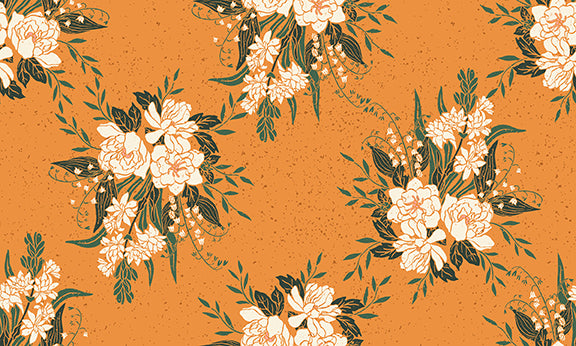 La Luna Quilt Fabric - Bouquet in Orange - 12024423