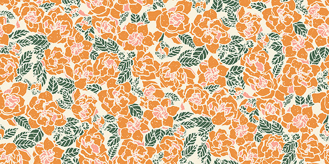 La Luna Quilt Fabric - Garden in Orange - 12024427